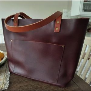 BNNU Portland Leather Goods Large Classic Tote Cognac With Tandles!!